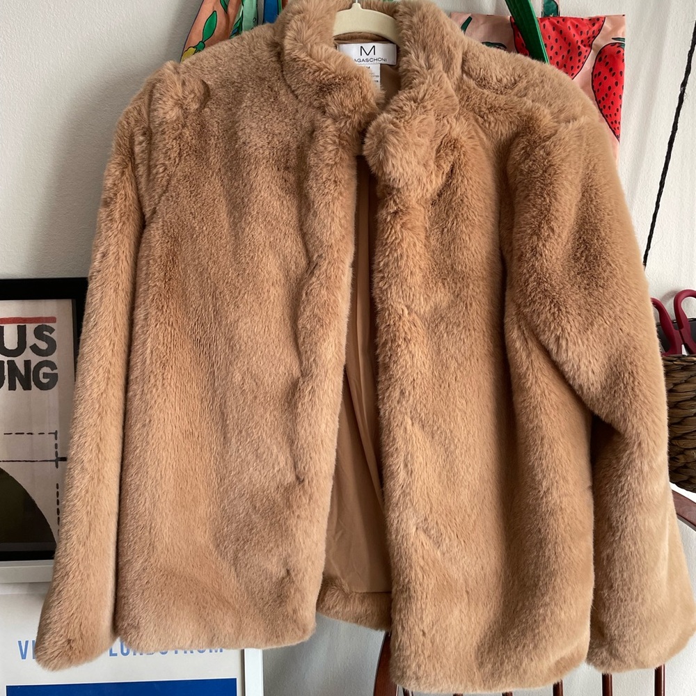 Magaschoni faux fur jacket beige brown